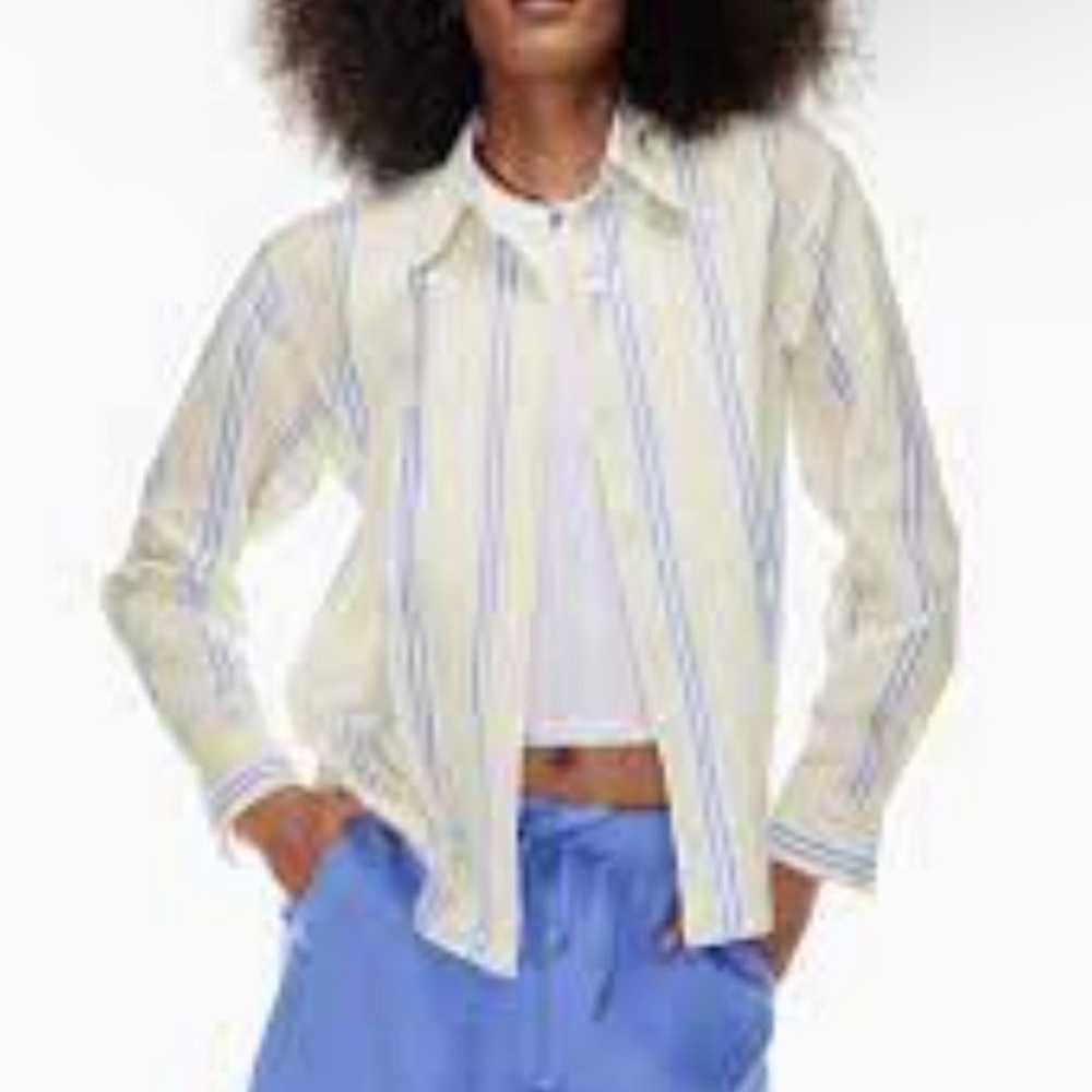 Aritzia Wilfred Free Linen Striped Shirt